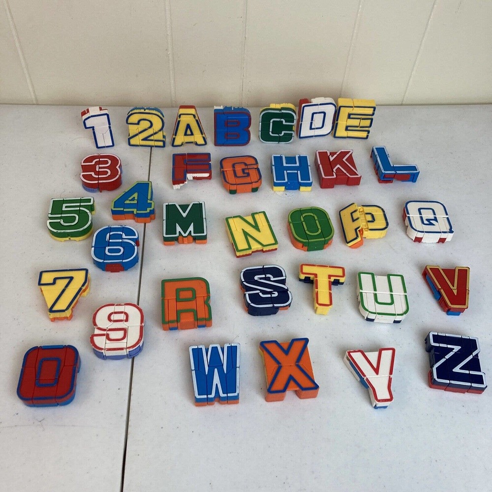 Alpha Bots Alphabet Transforming Robot Toys Letters Numbers Lot 33pcs